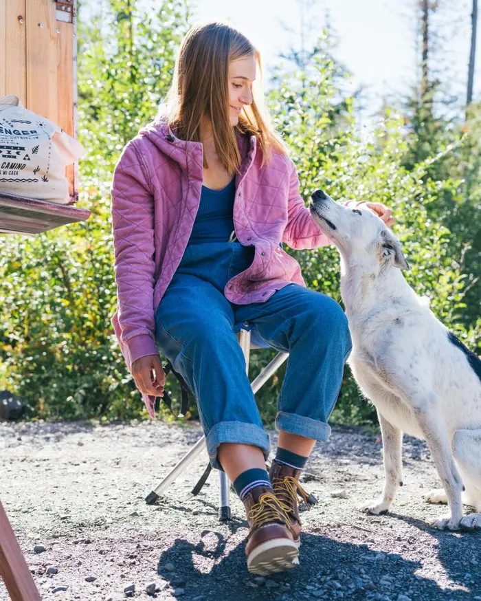 Women Tops Passenger Clementine Recycled Quilted Popper Up Hoodie Mauve Haze Mauve Haze