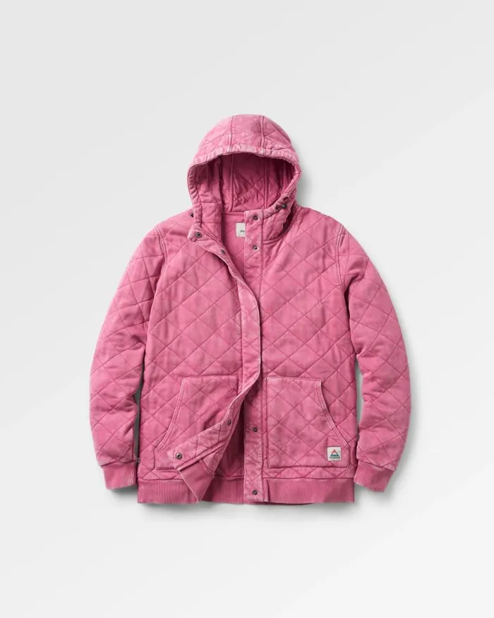 Women Tops Passenger Clementine Recycled Quilted Popper Up Hoodie Mauve Haze Mauve Haze