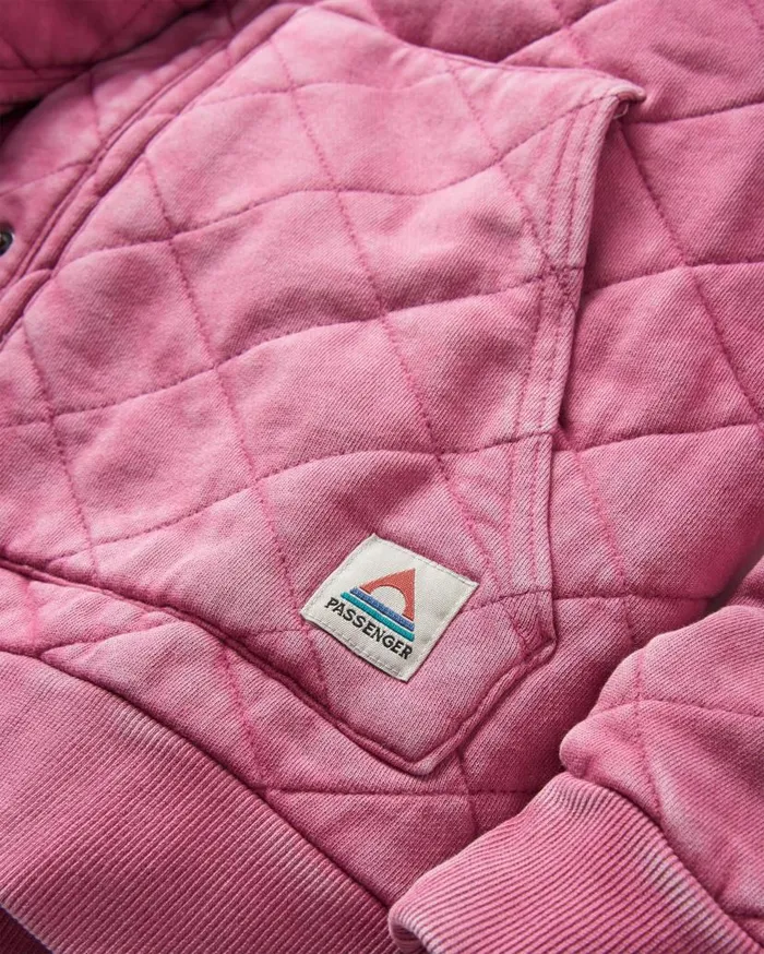 Women Tops Passenger Clementine Recycled Quilted Popper Up Hoodie Mauve Haze Mauve Haze
