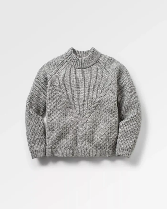 Women Tops Passenger Cozy Cable Recycled Knitted Jumper Grey Marl Grey Marl