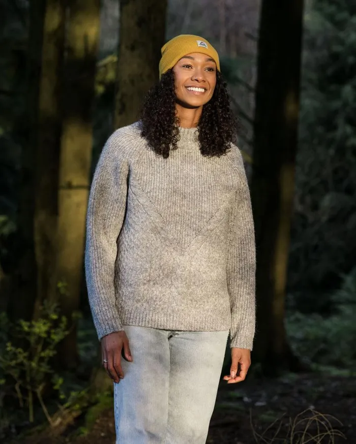 Women Tops Passenger Cozy Cable Recycled Knitted Jumper Grey Marl Grey Marl