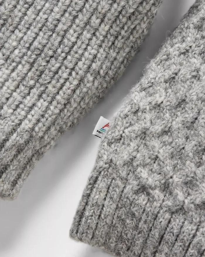 Women Tops Passenger Cozy Cable Recycled Knitted Jumper Grey Marl Grey Marl
