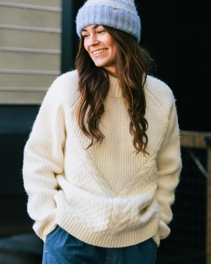 Women Tops Passenger Cozy Cable Recycled Knitted Jumper Off White Off White
