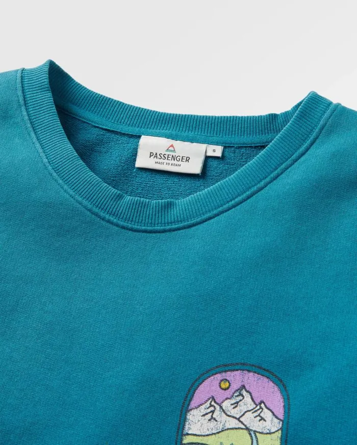 Women Tops Passenger Friday Collective Recycled Cotton Oversized Sweatshirt Blue Coral Blue Coral