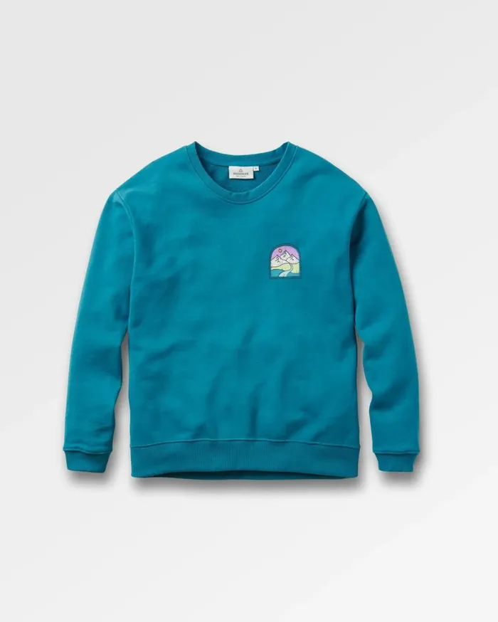 Women Tops Passenger Friday Collective Recycled Cotton Oversized Sweatshirt Blue Coral Blue Coral