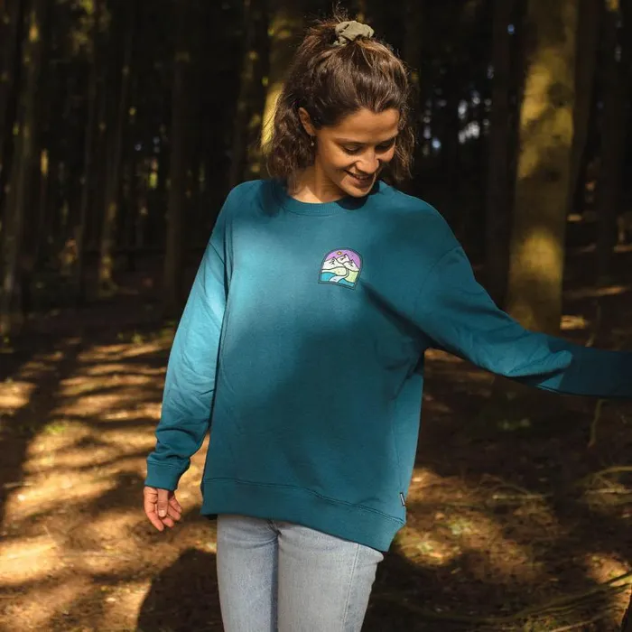 Women Tops Passenger Friday Collective Recycled Cotton Oversized Sweatshirt Blue Coral Blue Coral