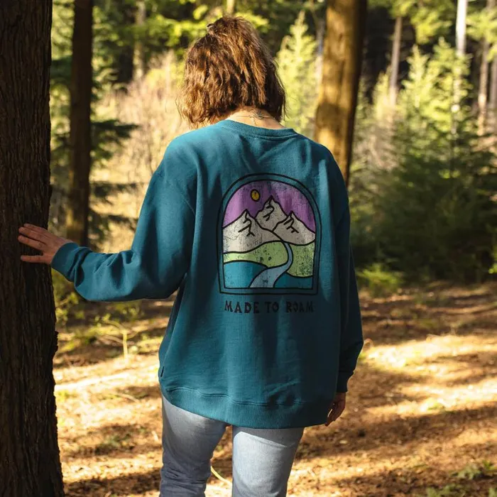 Women Tops Passenger Friday Collective Recycled Cotton Oversized Sweatshirt Blue Coral Blue Coral