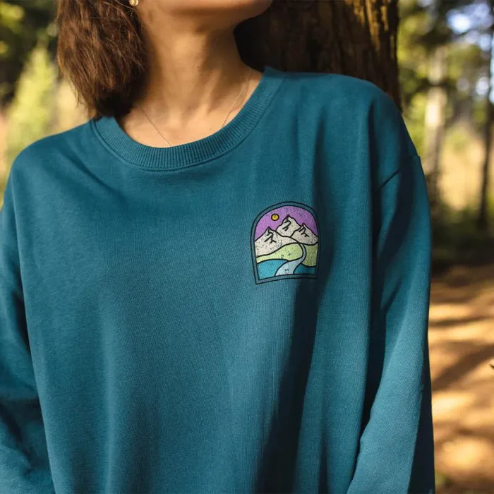 Women Tops Passenger Friday Collective Recycled Cotton Oversized Sweatshirt Blue Coral Blue Coral