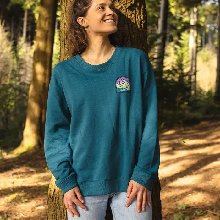 Women Tops Passenger Friday Collective Recycled Cotton Oversized Sweatshirt Blue Coral Blue Coral