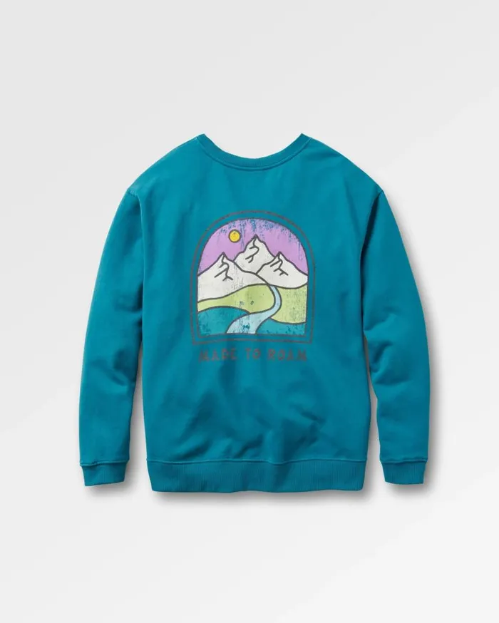 Women Tops Passenger Friday Collective Recycled Cotton Oversized Sweatshirt Blue Coral Blue Coral