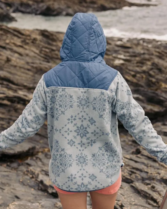 Women Tops Passenger Juana Recycled Polar Hooded Fleece Large Tile Washed Blue Large Tile Washed Blue