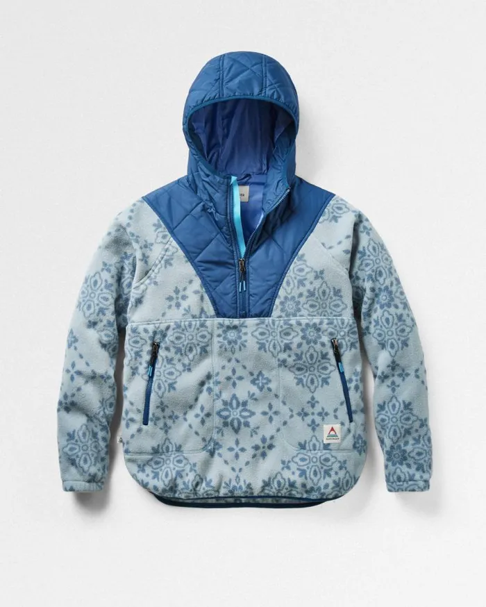 Women Tops Passenger Juana Recycled Polar Hooded Fleece Large Tile Washed Blue Large Tile Washed Blue