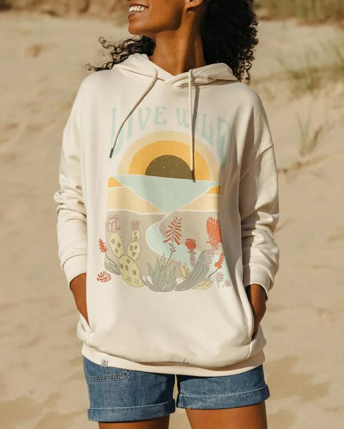Women Tops Passenger Live Wild Recycled Cotton Oversized Hoodie Birch Birch
