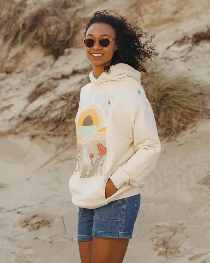 Women Tops Passenger Live Wild Recycled Cotton Oversized Hoodie Birch Birch