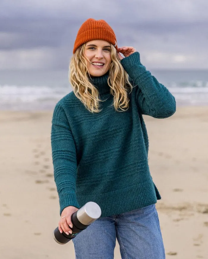 Women Tops Passenger Snug Recycled Polo Neck Knitted Jumper Mediterranean Mediterranean