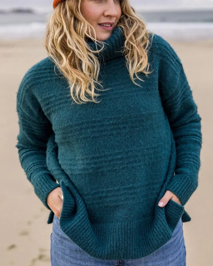 Women Tops Passenger Snug Recycled Polo Neck Knitted Jumper Mediterranean Mediterranean