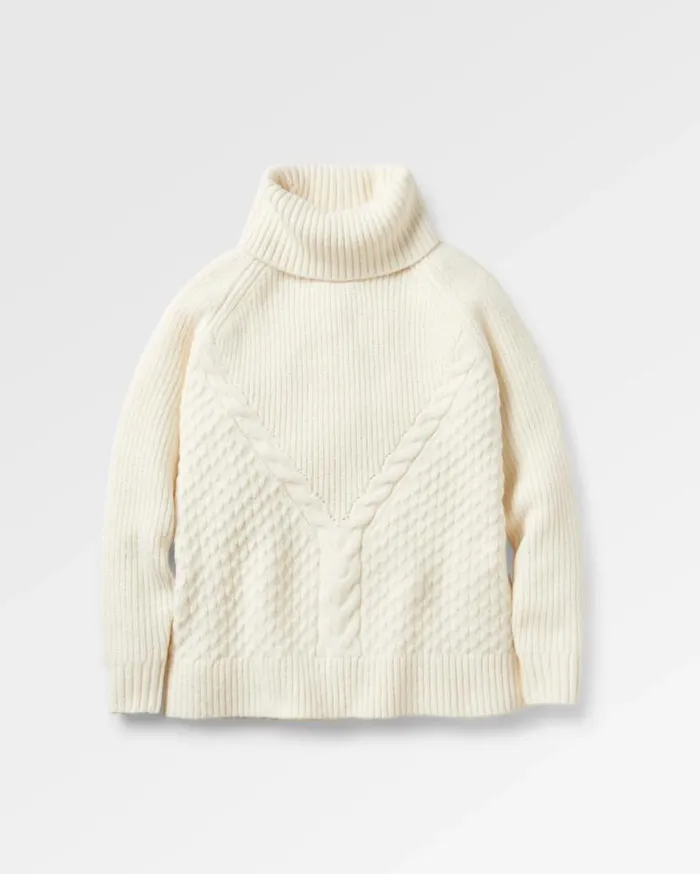 Women Tops Passenger Snuggle Recycled Knitted Polo Neck Off White Off White