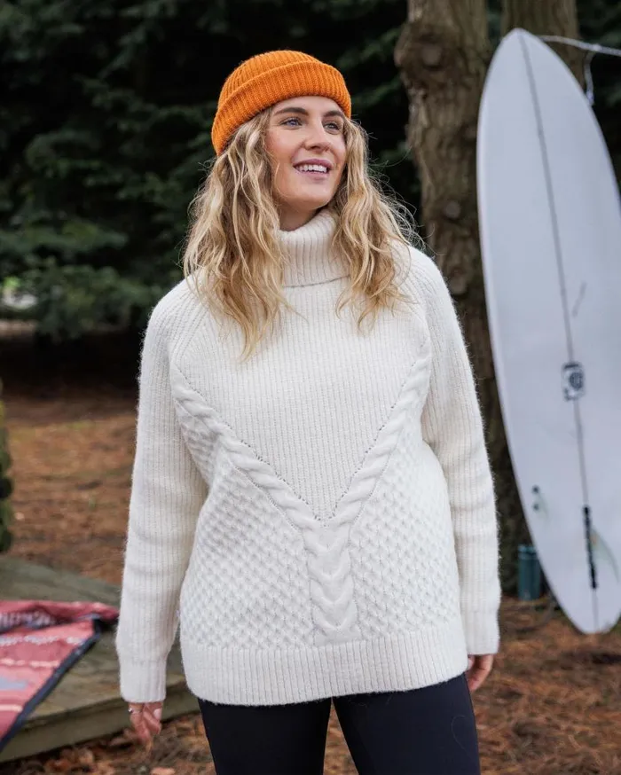 Women Tops Passenger Snuggle Recycled Knitted Polo Neck Off White Off White