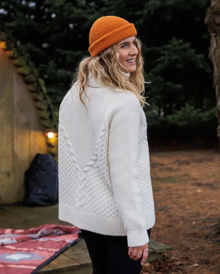 Women Tops Passenger Snuggle Recycled Knitted Polo Neck Off White Off White