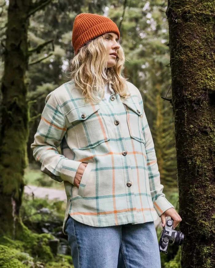 Women Tops Passenger Stella Organic Cotton LS Shirt Surf Spray Check Surf Spray Check