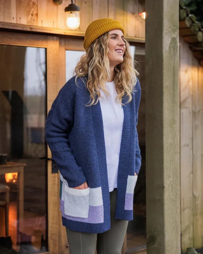 Women Tops Passenger Vista Recycled Knitted Cardigan Dark Denim Dark Denim