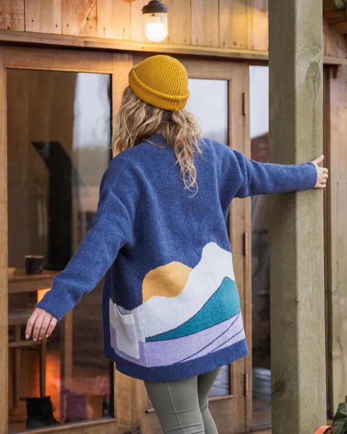 Women Tops Passenger Vista Recycled Knitted Cardigan Dark Denim Dark Denim