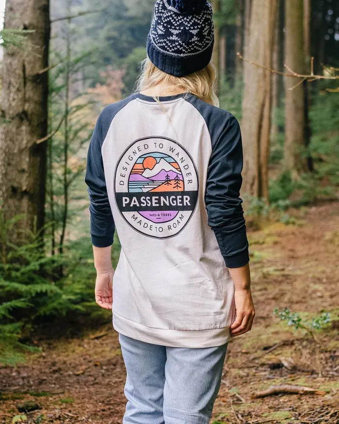Women Tops Passenger Wilds Recycled Cotton Oversized LS TShirt Deep Navy Deep Navy