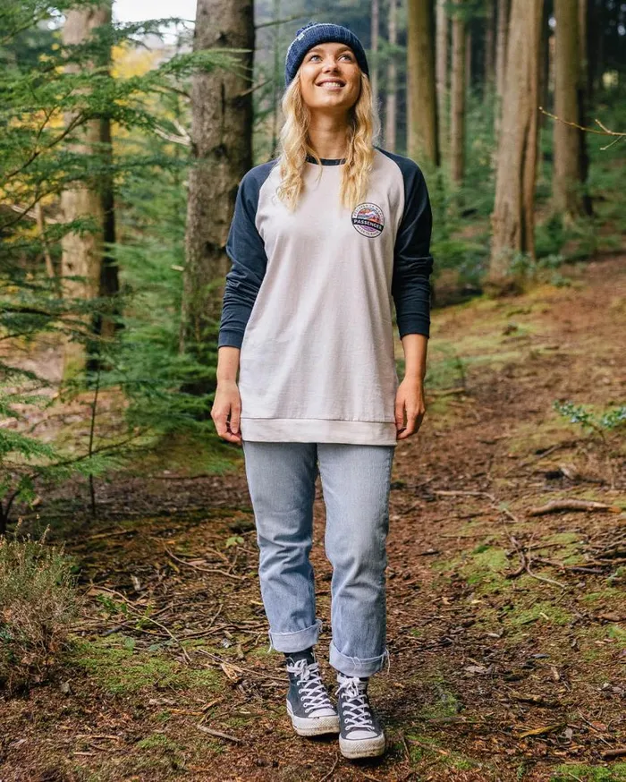 Women Tops Passenger Wilds Recycled Cotton Oversized LS TShirt Deep Navy Deep Navy