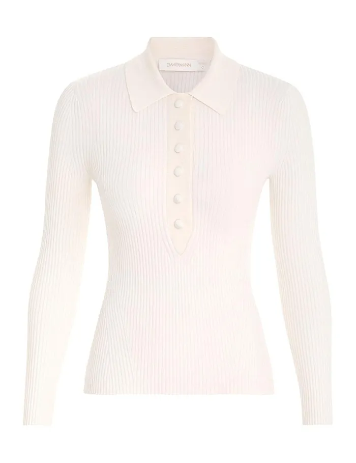 Women Tops Zimmermann Knit Polo Top Parchment