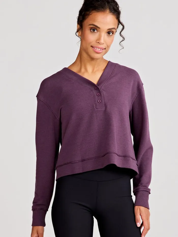 Women Varsity Henley Sweatshirt Tasc Performance Lounge