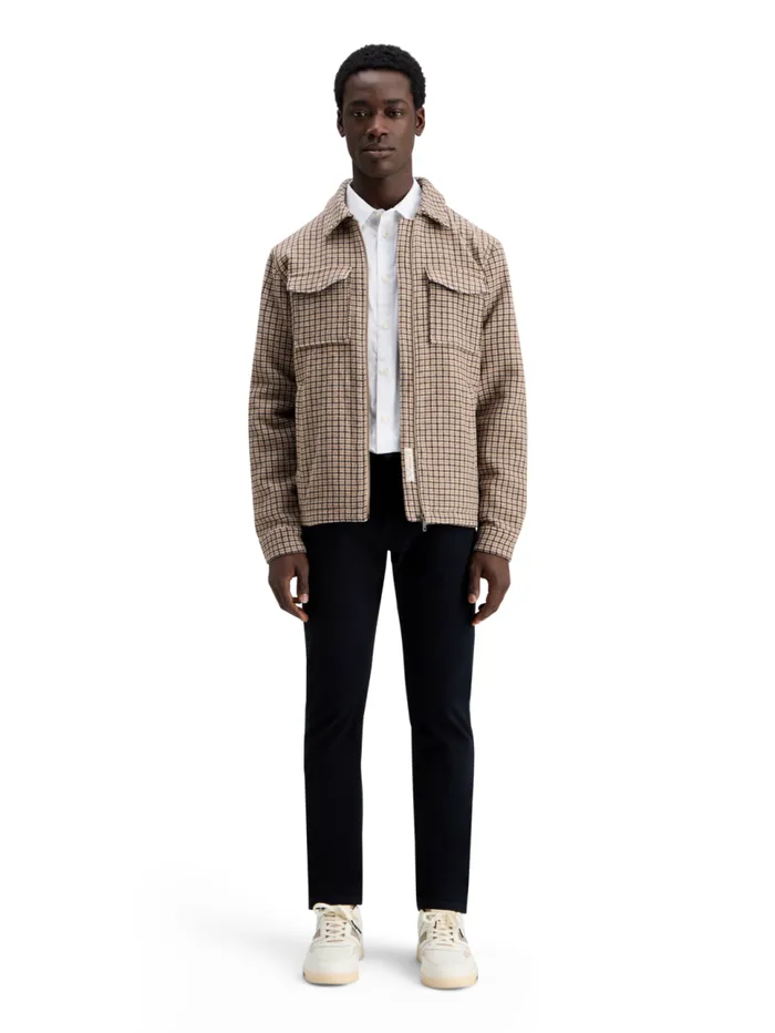 Wool Blend Zipthru Overshirt Brown Check Men Scotch and Soda Jackets and Coats