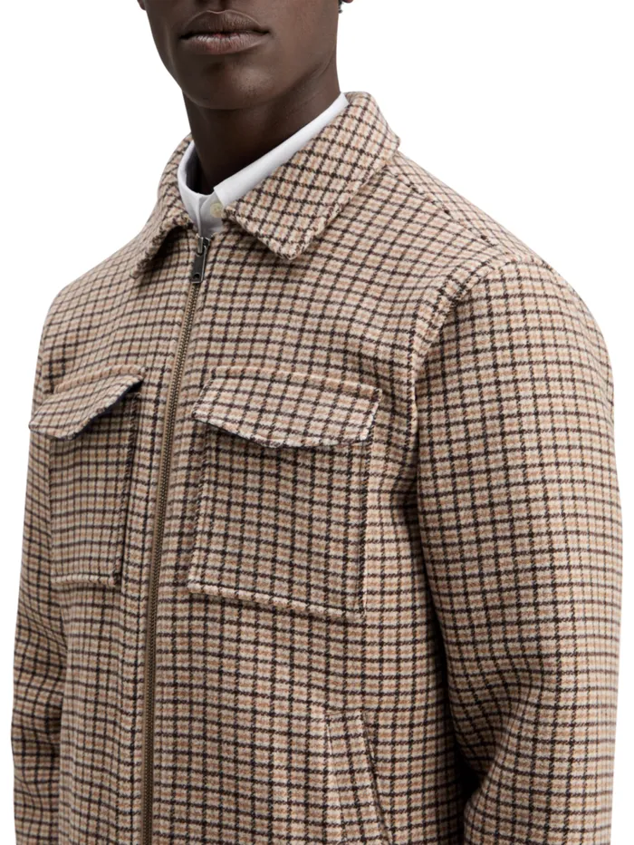 Wool Blend Zipthru Overshirt Brown Check Men Scotch and Soda Jackets and Coats Wool Blend Zipthru Overshirt Brown Check Men Scotch and Soda Jackets and Coats