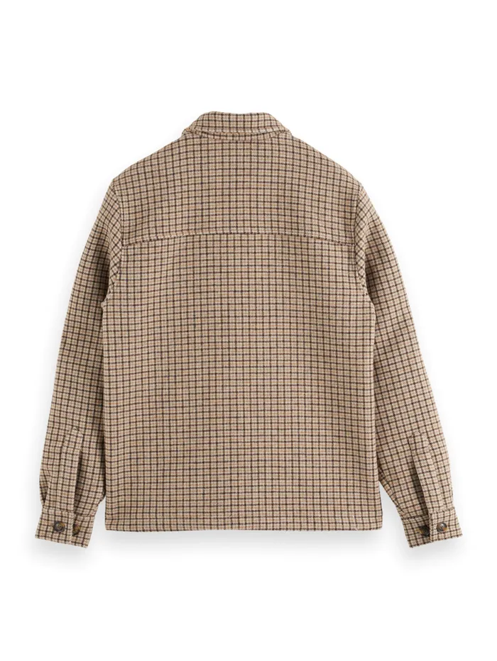 Wool Blend Zipthru Overshirt Brown Check Men Scotch and Soda Jackets and Coats Wool Blend Zipthru Overshirt Brown Check Men Scotch and Soda Jackets and Coats