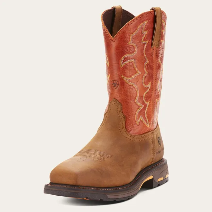WorkHog Wide Square Toe Steel Toe Work Boot Dark Earth Men Ariat Work Boots