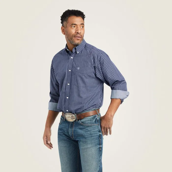 Wrinkle Free Immanuel Fitted Shirt Midnight Sail Men Ariat Button Down Shirts