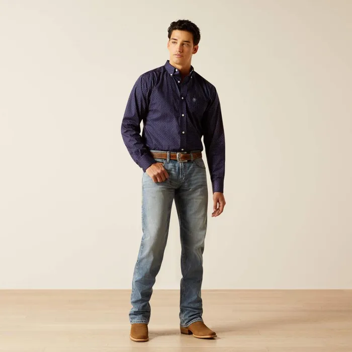 Wrinkle Free Wells Fitted Shirt Peacoat Men Ariat Button Down Shirts Wrinkle Free Wells Fitted Shirt Peacoat Men Ariat Button Down Shirts