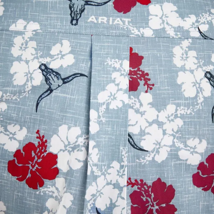 Wrinkle Resist Red White And Blue Pareau Western Aloha Stretch Classic Fit Shirt Chambray Blue Men Ariat Button Down Shirts Wrinkle Resist Red White And Blue Pareau Western Aloha Stretch Classic Fit Shirt Chambray Blue Men Ariat Button Down Shirts