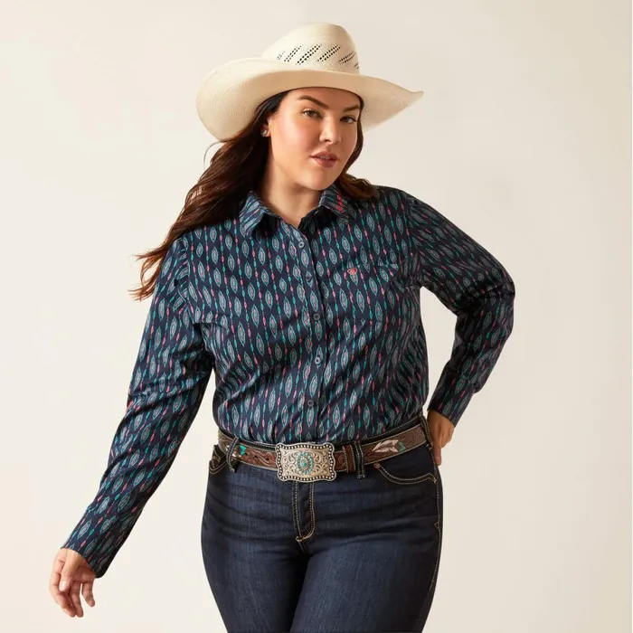 Wrinkle Resist Team Kirby Stretch Shirt Backwoods Ikat Women Ariat TShirts and Tops Wrinkle Resist Team Kirby Stretch Shirt Backwoods Ikat Women Ariat TShirts and Tops