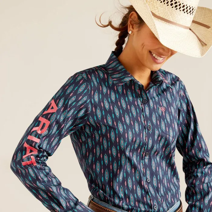Wrinkle Resist Team Kirby Stretch Shirt Backwoods Ikat Women Ariat TShirts and Tops Wrinkle Resist Team Kirby Stretch Shirt Backwoods Ikat Women Ariat TShirts and Tops