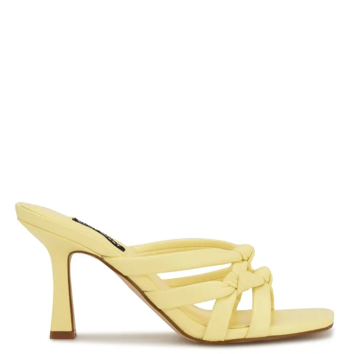 Yeander Heeled Slide Sandals Light Yellow Women Nine West Mid Heels