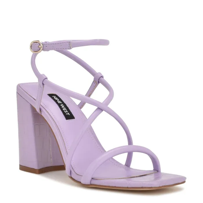 Yeera Strappy Heeled Sandals Purple Women Nine West Dress Yeera Strappy Heeled Sandals Purple Women Nine West Dress