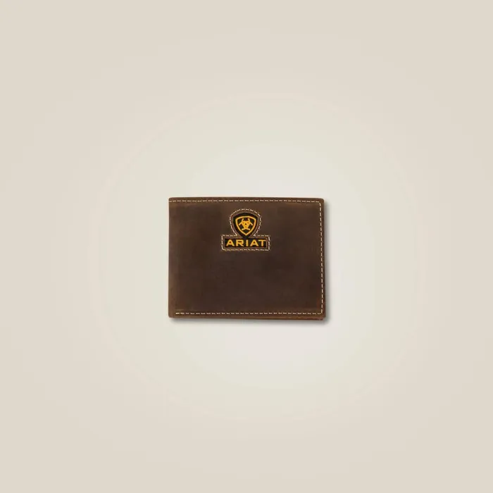 Yellow Logo Bifold Wallet Brown Men Ariat Bags and Wallets
