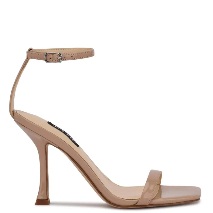 Yess Ankle Strap Sandals Antique Taupe Patent Women Nine West Dress