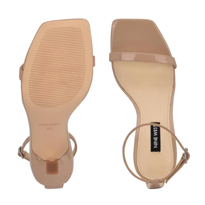 Yess Ankle Strap Sandals Antique Taupe Patent Women Nine West Dress Yess Ankle Strap Sandals Antique Taupe Patent Women Nine West Dress