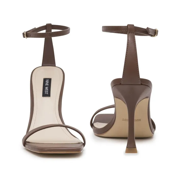 Yess Ankle Strap Sandals Brown Leather Women Nine West High Heels Yess Ankle Strap Sandals Brown Leather Women Nine West High Heels