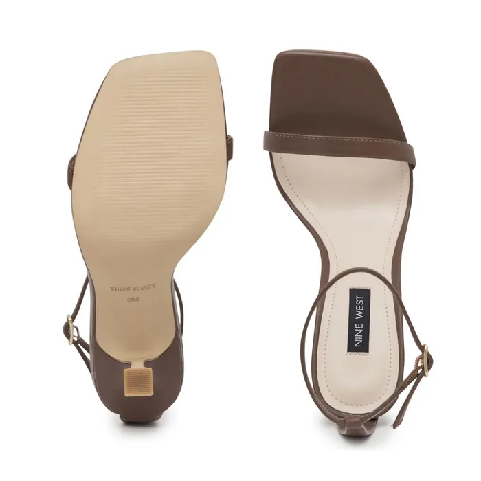 Yess Ankle Strap Sandals Brown Leather Women Nine West High Heels Yess Ankle Strap Sandals Brown Leather Women Nine West High Heels