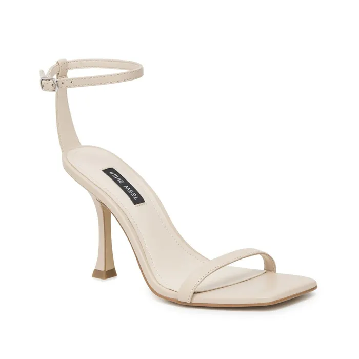 Yess Ankle Strap Sandals Ivory Leather Women Nine West Dress Yess Ankle Strap Sandals Ivory Leather Women Nine West Dress