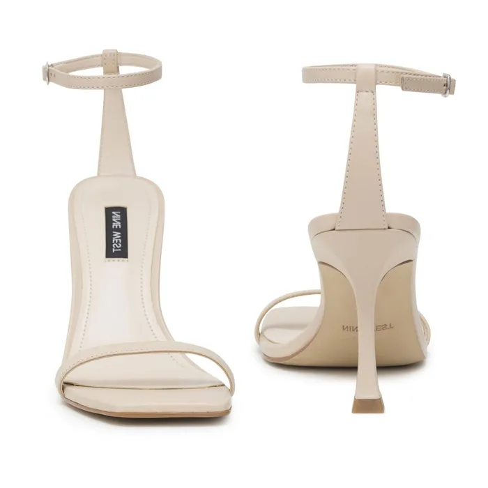 Yess Ankle Strap Sandals Ivory Leather Women Nine West Dress Yess Ankle Strap Sandals Ivory Leather Women Nine West Dress
