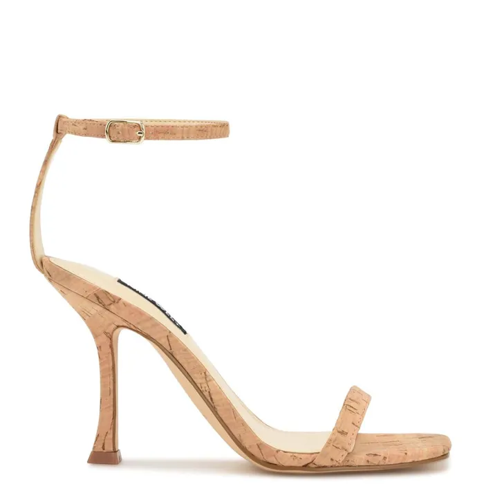 Yess Ankle Strap Sandals Natural Cork Women Nine West High Heels