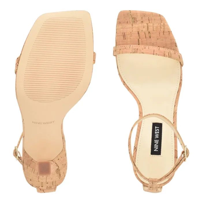 Yess Ankle Strap Sandals Natural Cork Women Nine West High Heels Yess Ankle Strap Sandals Natural Cork Women Nine West High Heels